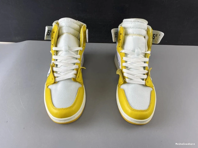 MaikeSneakers Powder Jordan 1 Dark Air NRG White Off-White x AQ0818-149 Yellow-Cone 0812